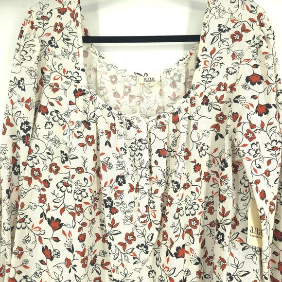 a.n.a. A New Approach Estie Floral Cream Pattern Top Long Sleeve Size XL NWT - Picture 4 of 11